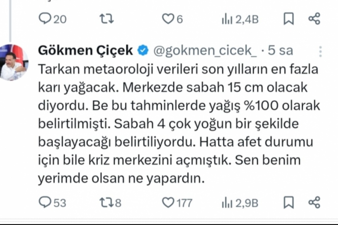 Kayseri Valisi G�kmen �i�ek'ten Kar Tatili Ele�tirisine Cevap Geldi