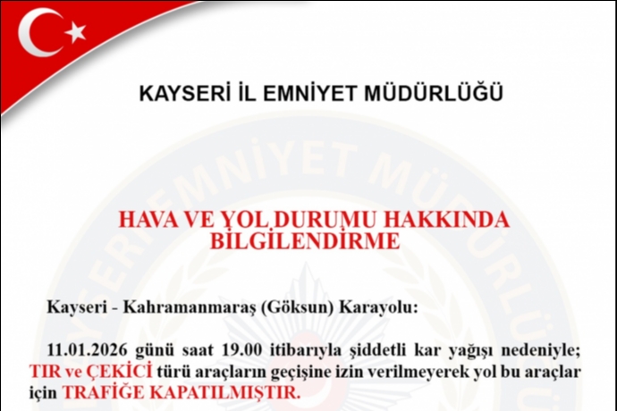 P�narba���G�ksun Karayolu TIR Ve �ekicilere Kapat�ld�