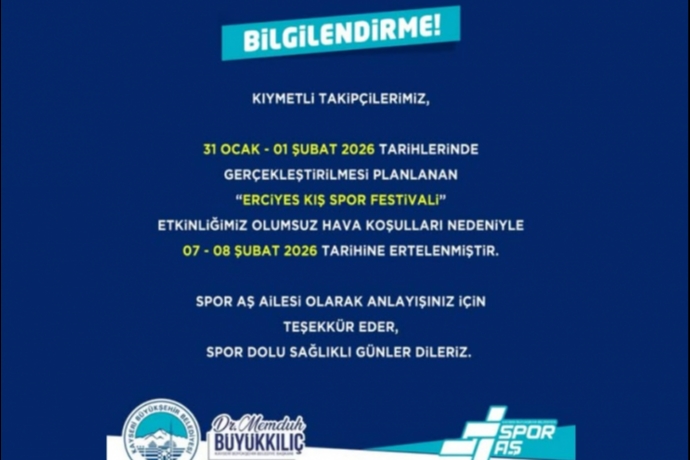Erciyes K�� Spor Festivali Olumsuz Hava Nedeniyle Ertelendi