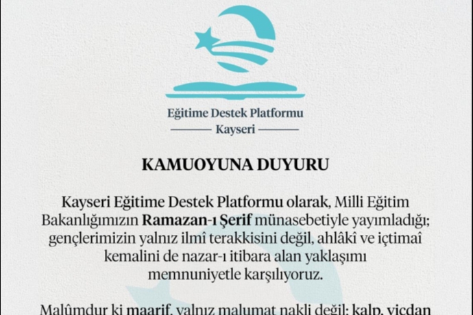 Kayseri E�itime Destek Platformu�ndan Yusuf Tekin�e Ramazan Vurgulu G��l� Destek