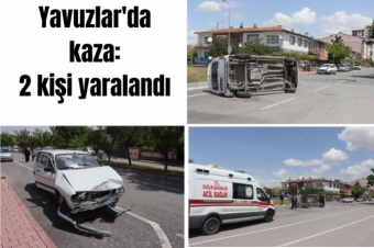 Otomobille çarpışan ticari araç yan yattı: 2 yaralı